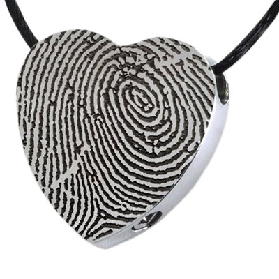 Classic Heart Stainless Cremation Print Keepsake